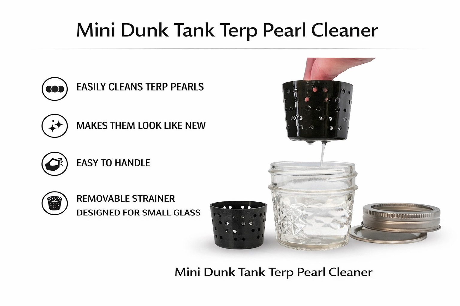 Terp Pearl Cleaning Dunk Tank Mini Dunk Tank with Strainer To Clean Terp Pearls and Small Glass